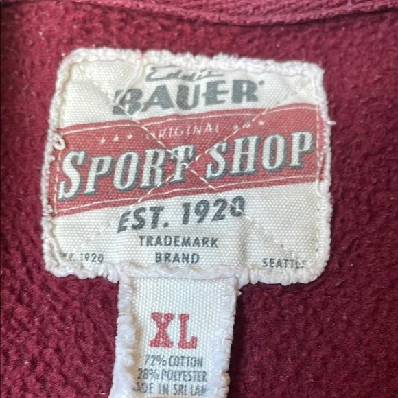 RARE Vintage Eddie Bauer Maroon Sweatshirt Men’s XL Sport Shop Seattle - Picture 2 of 4